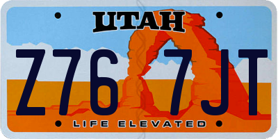 UT license plate Z767JT