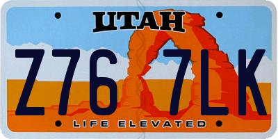 UT license plate Z767LK