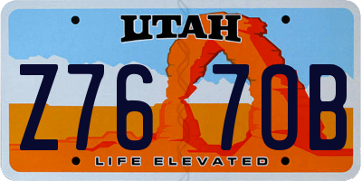 UT license plate Z767OB