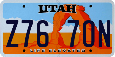 UT license plate Z767ON
