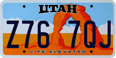UT license plate Z767QJ