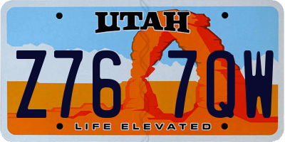 UT license plate Z767QW