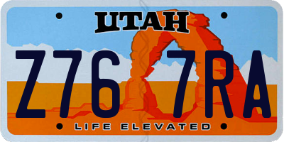 UT license plate Z767RA