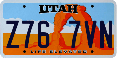 UT license plate Z767VN
