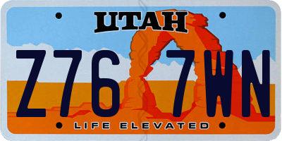 UT license plate Z767WN