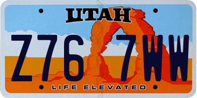 UT license plate Z767WW