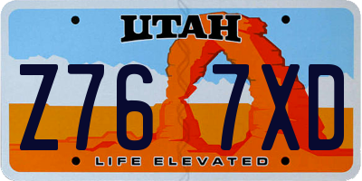 UT license plate Z767XD