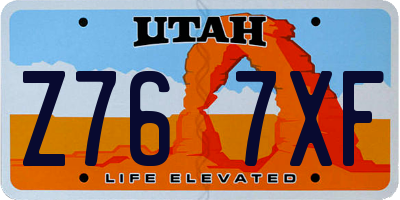 UT license plate Z767XF