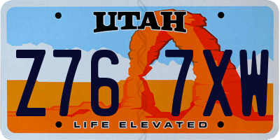 UT license plate Z767XW