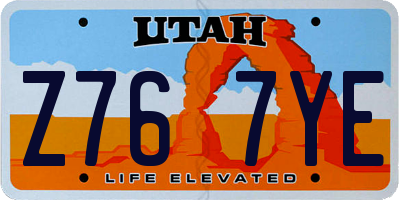 UT license plate Z767YE