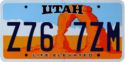 UT license plate Z767ZM