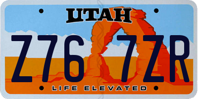 UT license plate Z767ZR