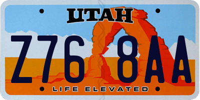 UT license plate Z768AA