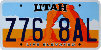 UT license plate Z768AL