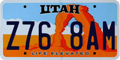 UT license plate Z768AM