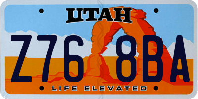 UT license plate Z768BA