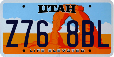 UT license plate Z768BL