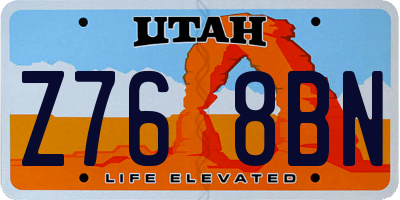UT license plate Z768BN