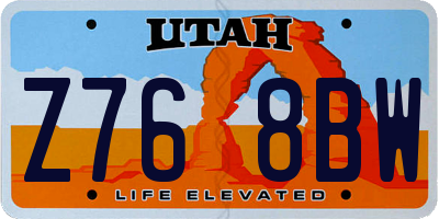 UT license plate Z768BW