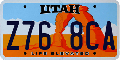 UT license plate Z768CA