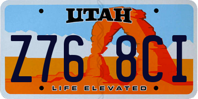 UT license plate Z768CI