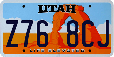 UT license plate Z768CJ