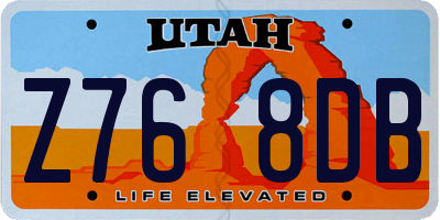 UT license plate Z768DB