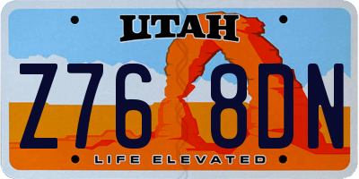 UT license plate Z768DN