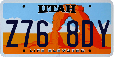 UT license plate Z768DY