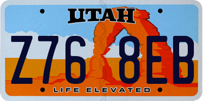 UT license plate Z768EB