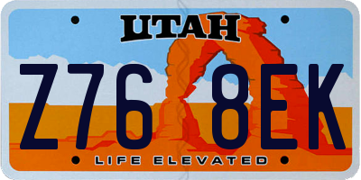 UT license plate Z768EK