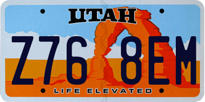 UT license plate Z768EM