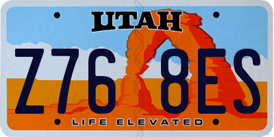 UT license plate Z768ES