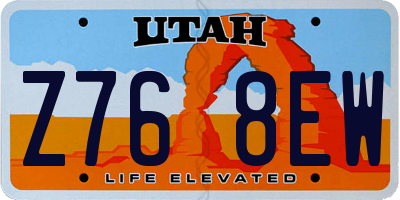 UT license plate Z768EW