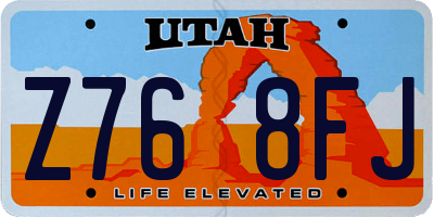 UT license plate Z768FJ