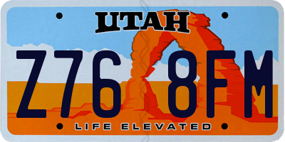 UT license plate Z768FM