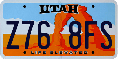 UT license plate Z768FS