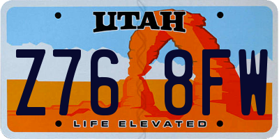 UT license plate Z768FW