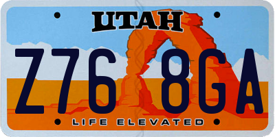UT license plate Z768GA