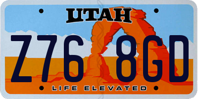 UT license plate Z768GD
