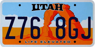 UT license plate Z768GJ