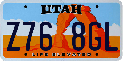 UT license plate Z768GL
