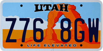 UT license plate Z768GW