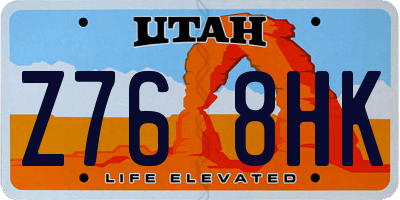 UT license plate Z768HK