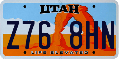 UT license plate Z768HN