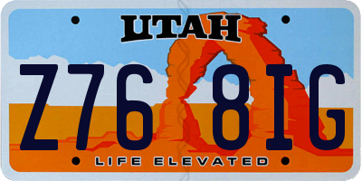 UT license plate Z768IG