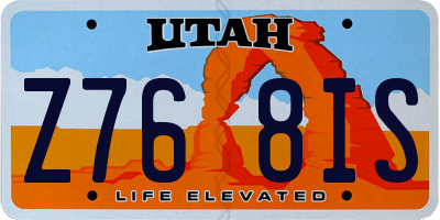 UT license plate Z768IS