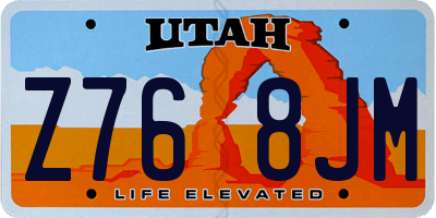 UT license plate Z768JM