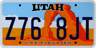 UT license plate Z768JT