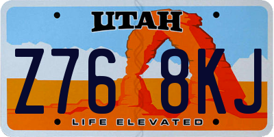 UT license plate Z768KJ